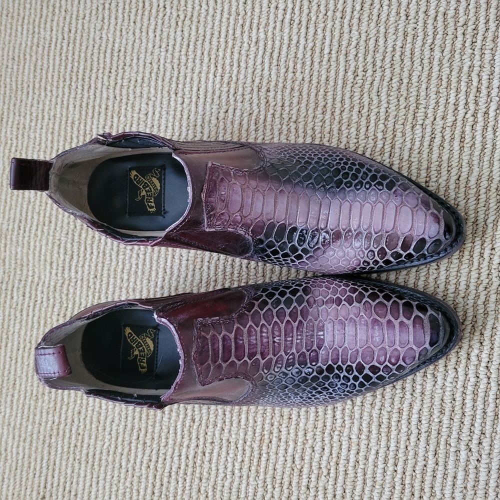 Women's Freebird by Steven purple burgundy leather booties